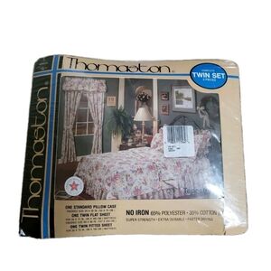 Thomaston Vintage Floral Twin Fitted Flat Pillowcase Sheet 3 Pc Set